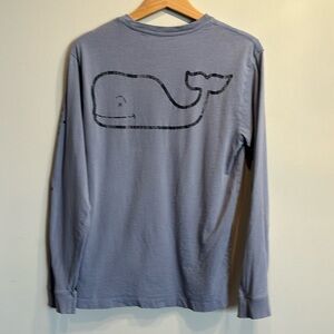 Distressed Vinyard Vines slate blue tee shirt